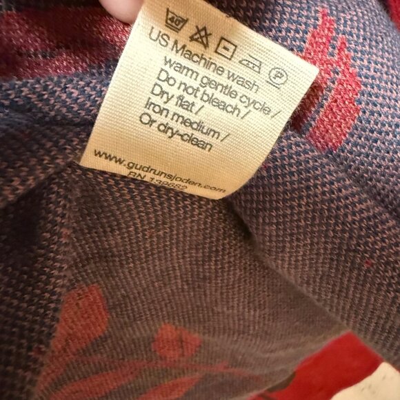Gudrun Sjoden Wrap Cardigan Floral Print Organic Cotton Blend Red Sz M Cottage - Picture 9 of 9